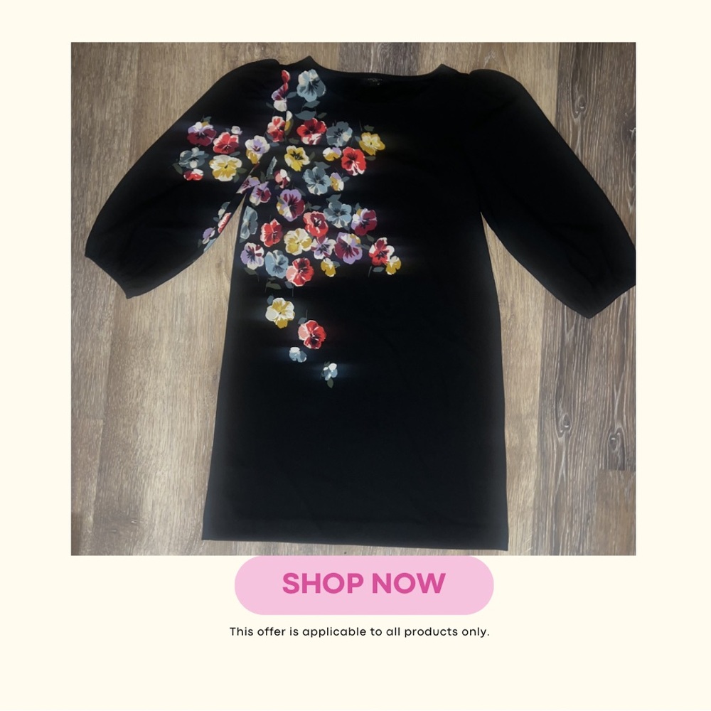 Ann Taylor Black Floral Neckline dress